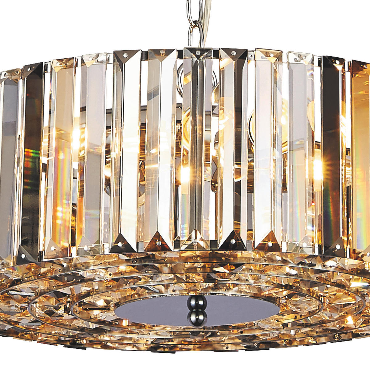 HÄNGLAMPA Chapeau 50/132 cm  - kromfärg/bärnstensfärgad, Klassisk, metall/glas (50/132cm)