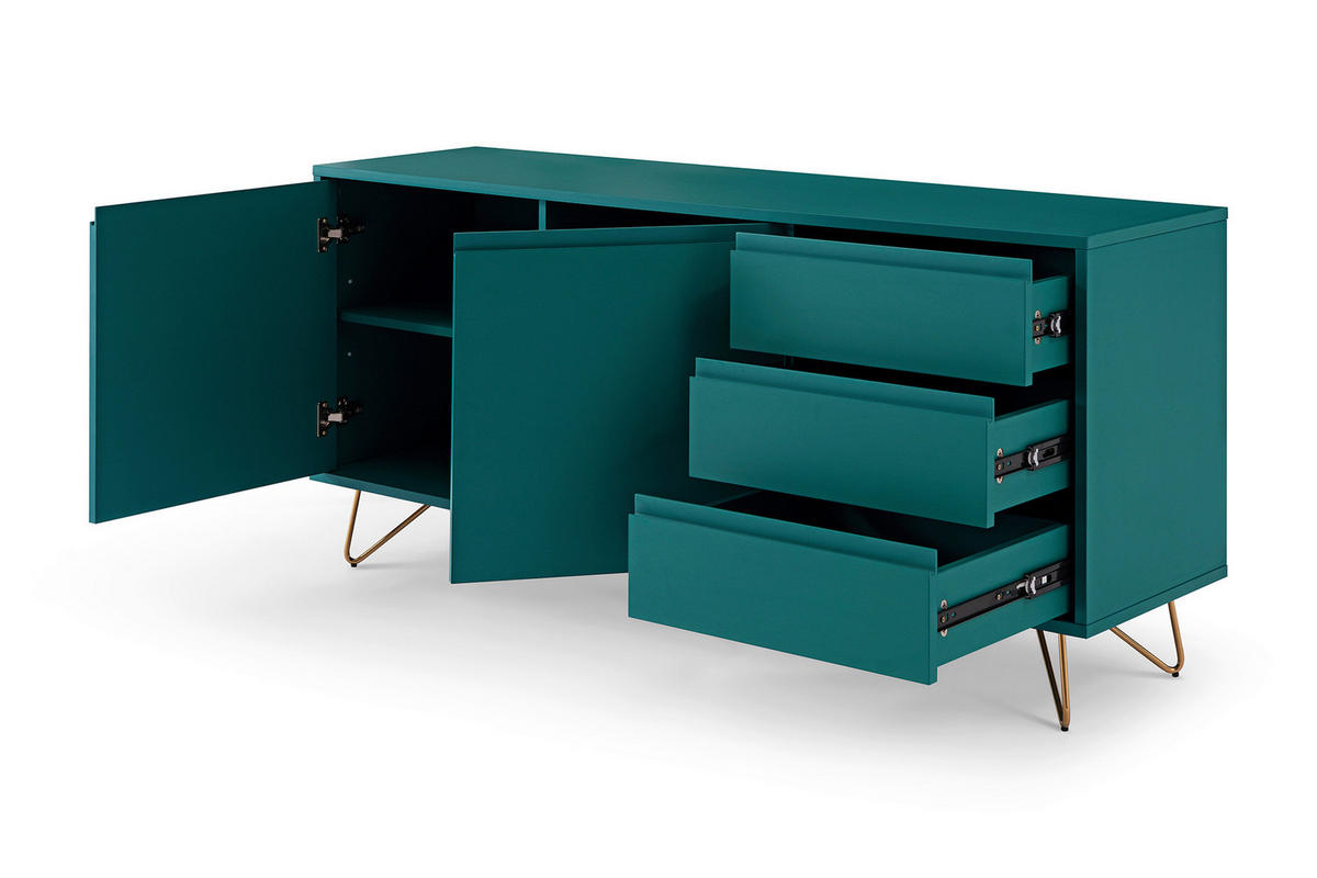 SIDEBOARD  in 150/70/40 cm  - Blau/Messingfarben, Design, Holzwerkstoff/Metall (150/70/40cm) - Livetastic