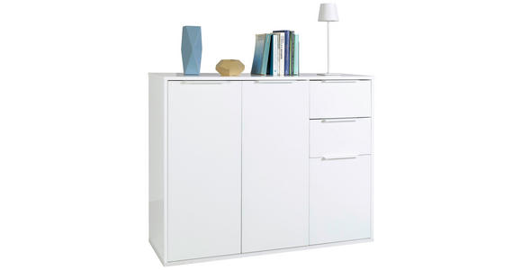 KOMMODE in 106,7/87/35,3 cm - Weiß Hochglanz/Schwarz, Design, Holzwerkstoff/Kunststoff (106,7/87/35,3cm) - Carryhome