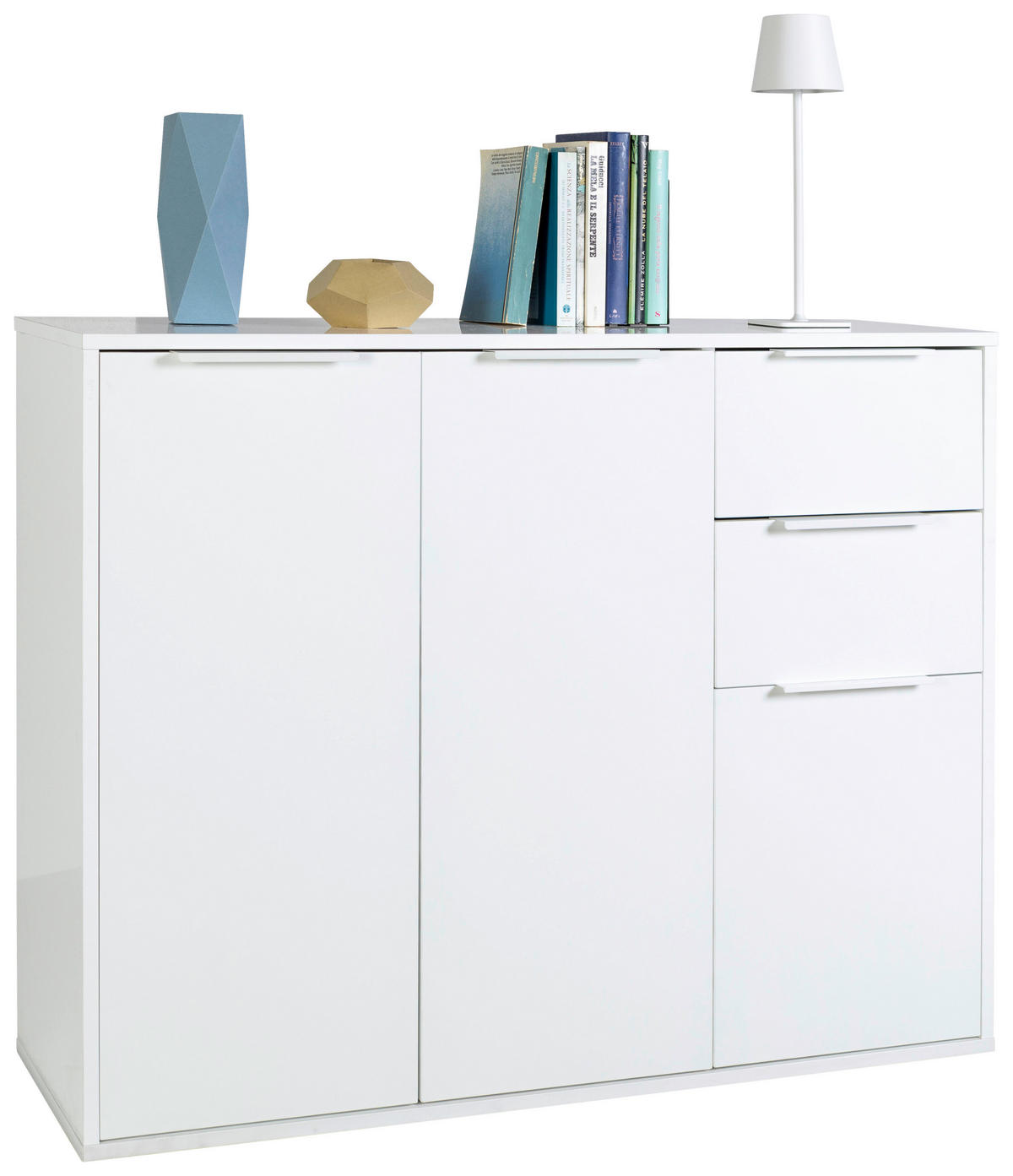 KOMMODE  in 106,7/87/35,3 cm  - Weiß Hochglanz/Schwarz, Design, Holzwerkstoff/Kunststoff (106,7/87/35,3cm) - Carryhome