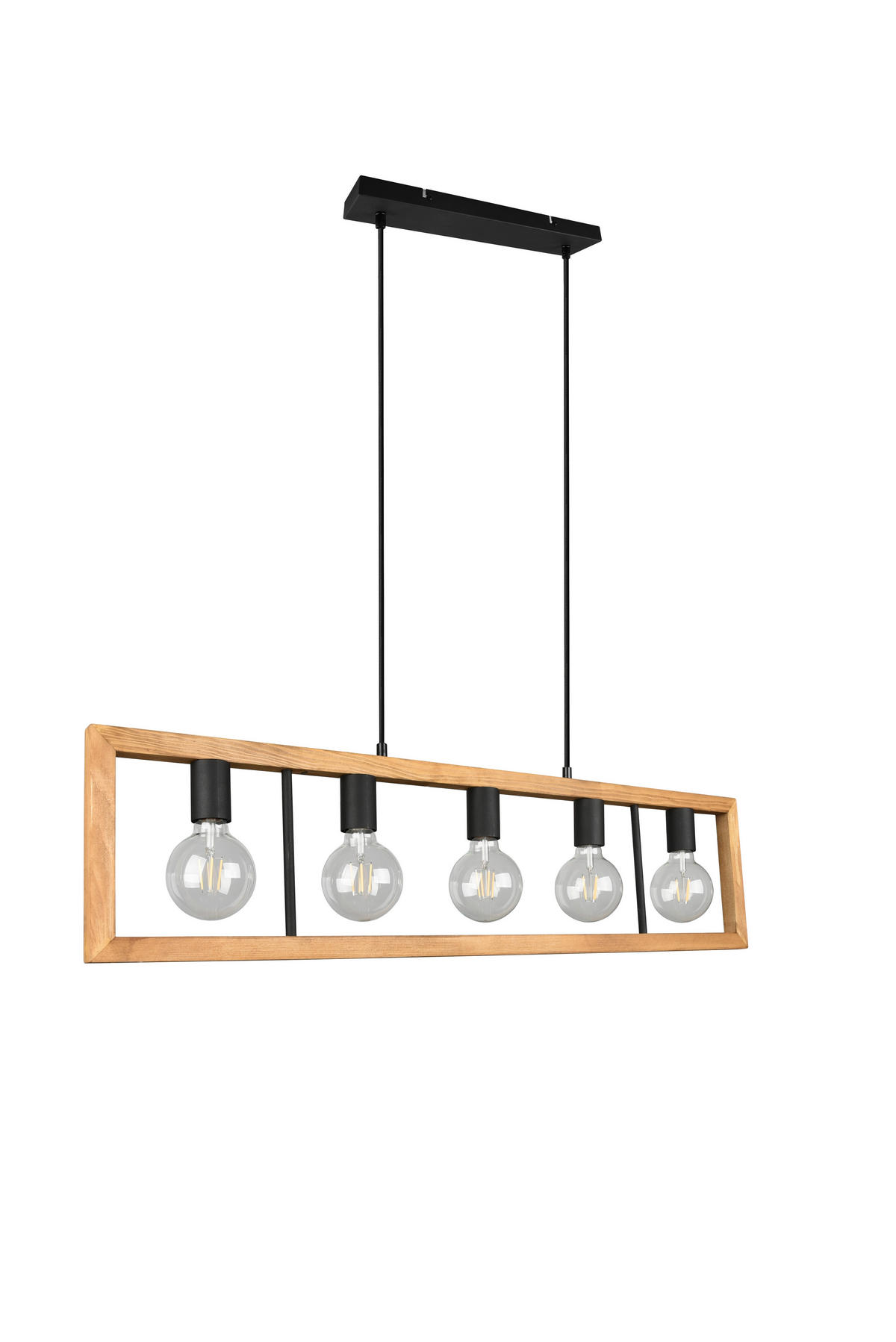 PENDELLEUCHTE  100/150/8,5 cm   - Schwarz/Braun, Natur, Holz/Metall (100/150/8,5cm) - Trio Leuchten