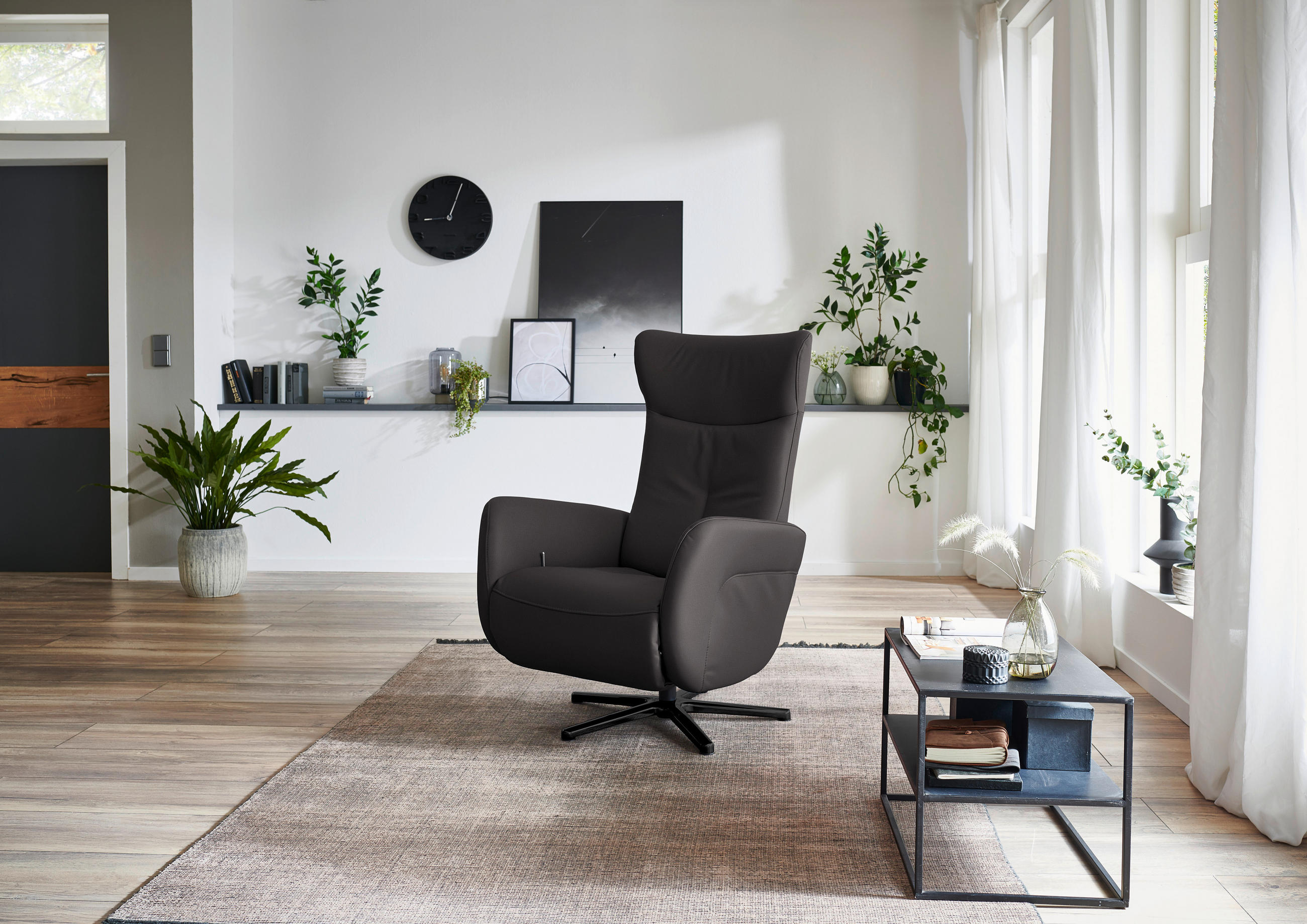FAUTEUIL RELAX in Leder Dunkelbraun  - Dunkelbraun/Schwarz, Design, Leder/Metall (76/112/83cm) - Beldomo Speed