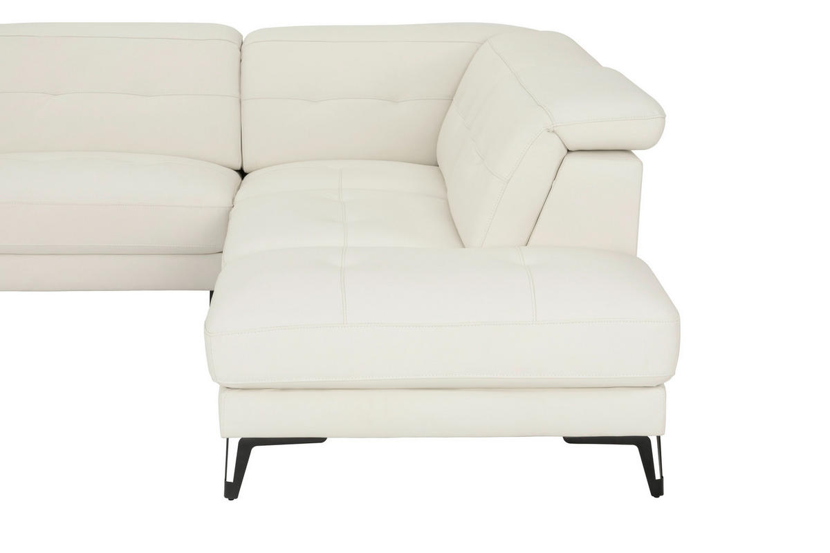 ECKSOFA Weiß Echtleder  - Schwarz/Weiß, MODERN, Leder/Metall (287/224cm) - MID.YOU