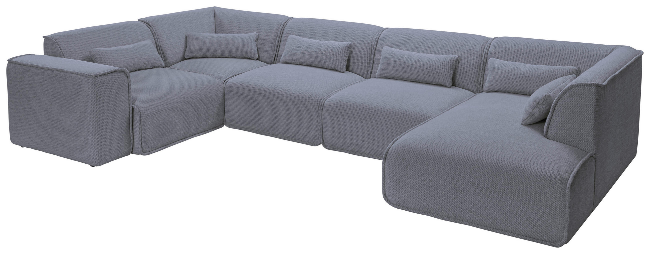 WOHNLANDSCHAFT LOMOCO MATEO Graublau Flachgewebe  - Graublau/Schwarz, Design, Kunststoff/Textil (211/368/165cm) - Lomoco