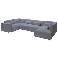 WOHNLANDSCHAFT Flachgewebe Graublau  - Graublau/Schwarz, Design, Kunststoff/Textil (211/368/165cm) - Lomoco