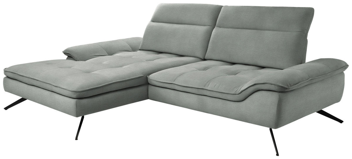 ECKSOFA in Webstoff Grau  179-202/288 cm  - Schwarz/Grau, Design, Textil/Metall (179-202/288cm) - Stylife