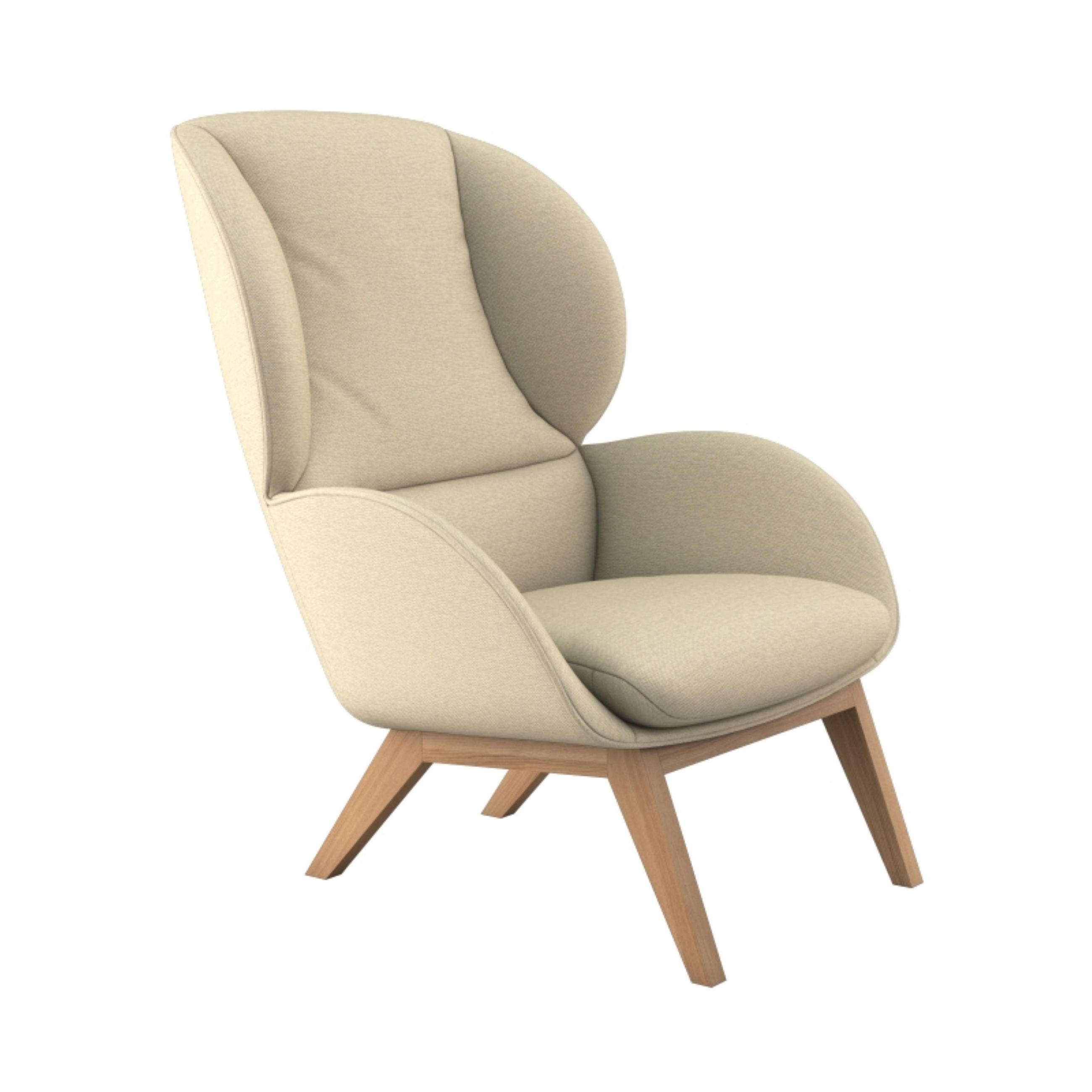 OHRENSESSEL in Webstoff Beige  - Eichefarben/Beige, Design, Holz/Textil (82/102/90cm) - home24