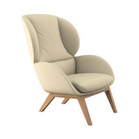 OHRENSESSEL Webstoff Beige  - Eichefarben/Beige, Design, Holz/Textil (82/102/90cm) - home24