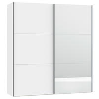 SCHWEBETÜRENSCHRANK 202/220/65 cm 2-türig Weiß  - Silberfarben/Weiß, Design, Glas/Holzwerkstoff (202/220/65cm) - Jutzler