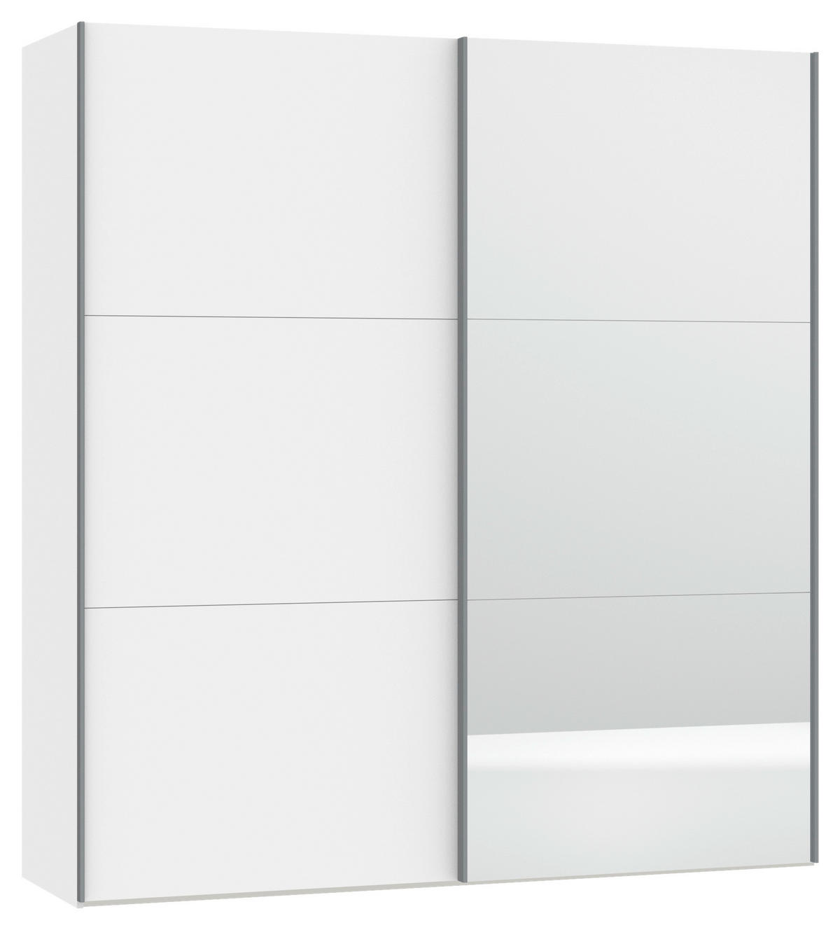 SCHWEBETÜRENSCHRANK 202/220/65 cm 2-türig Weiß  - Silberfarben/Weiß, Design, Glas/Holzwerkstoff (202/220/65cm) - Jutzler