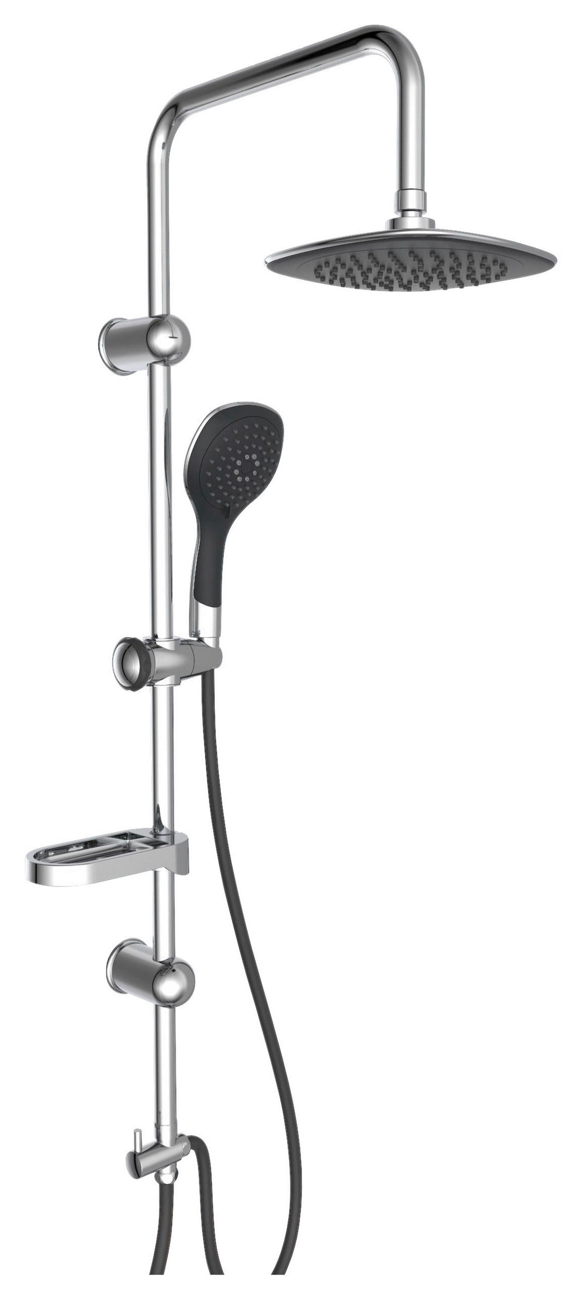 ÜBERKOPFBRAUSESET  - Chromfarben/Schwarz, Basics, Kunststoff/Metall (2,2/100,5/34cm)