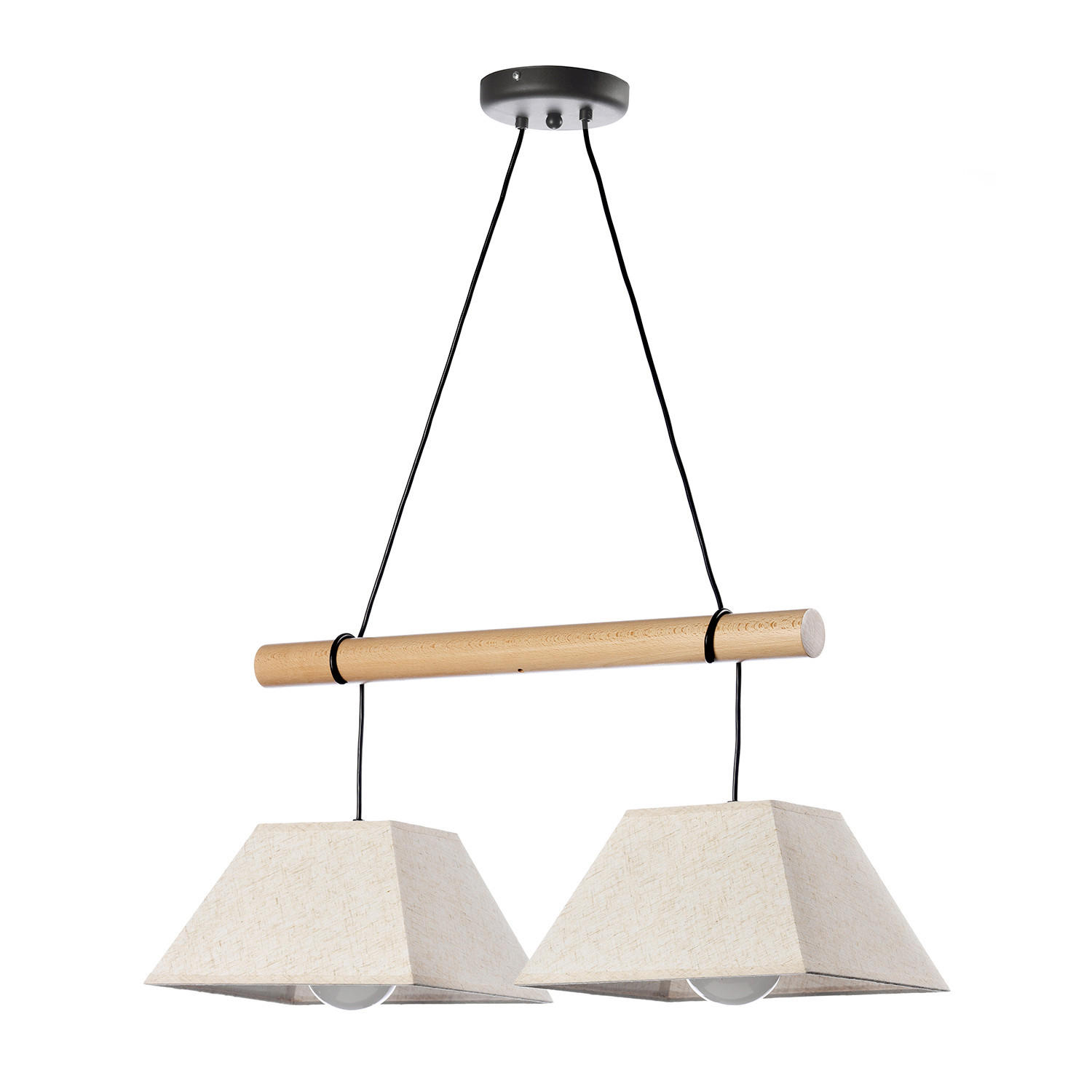 HÄNGELEUCHTE 60/24/90 cm   - Hellbraun/Schwarz, Natur, Holz/Textil (60/24/90cm)