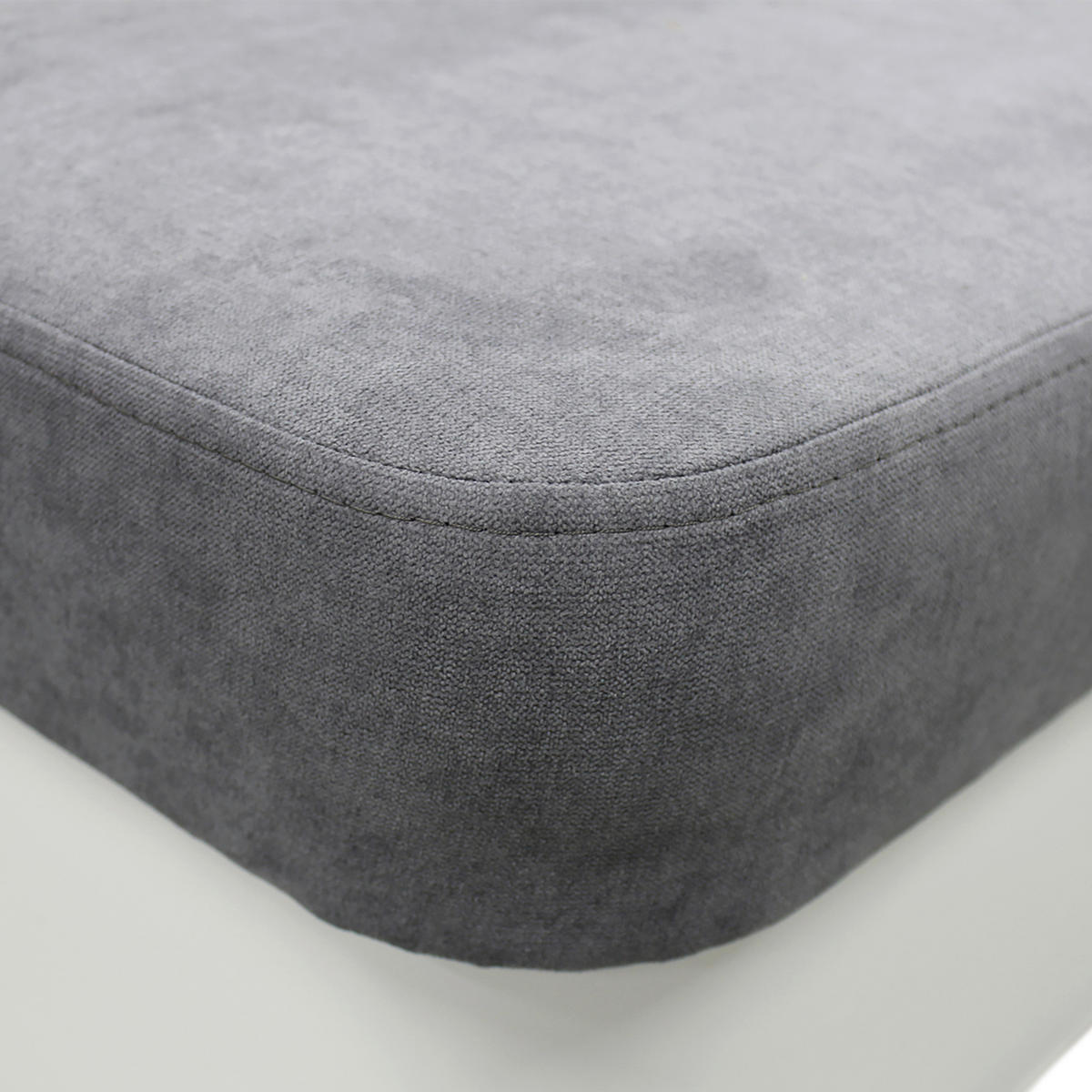 ECKSOFA in Velours Grau, Weiß  255/196 cm  - Silberfarben/Weiß, Design, Kunststoff/Textil (255/196cm) - MID.YOU
