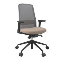 DREHSTUHL Grau, Schwarz, Hellbraun  - Hellbraun/Schwarz, MODERN, Leder/Kunststoff (70/103-115/70cm)