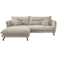 ECKSOFA in Cord Beige  180/255 cm  - Beige/Schwarz, MODERN, Textil/Metall (180/255cm) - Livetastic