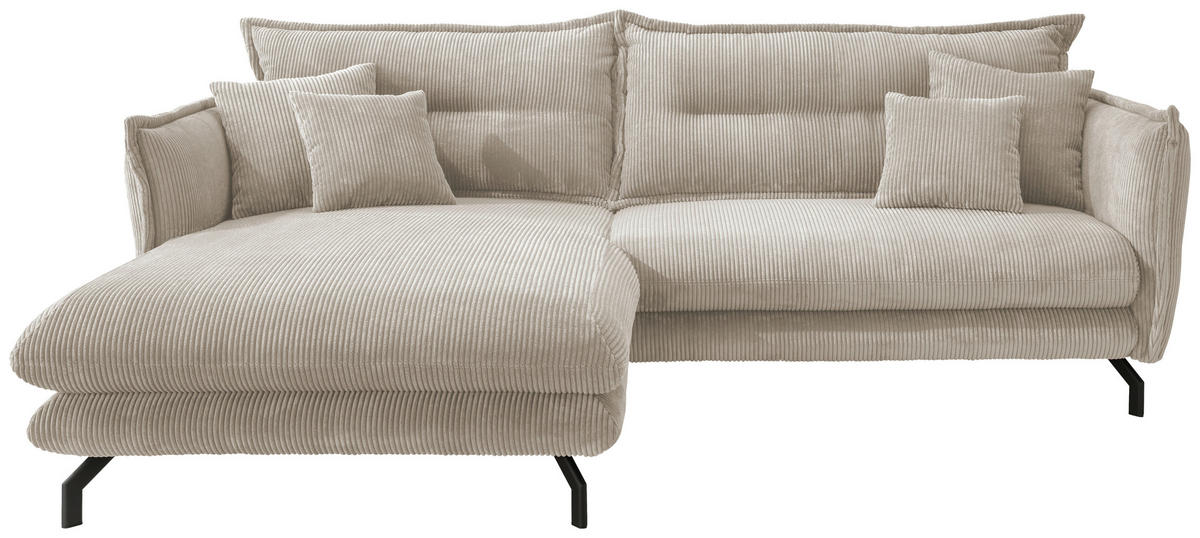 ECKSOFA in Cord Beige  180/255 cm  - Beige/Schwarz, MODERN, Textil/Metall (180/255cm) - Livetastic