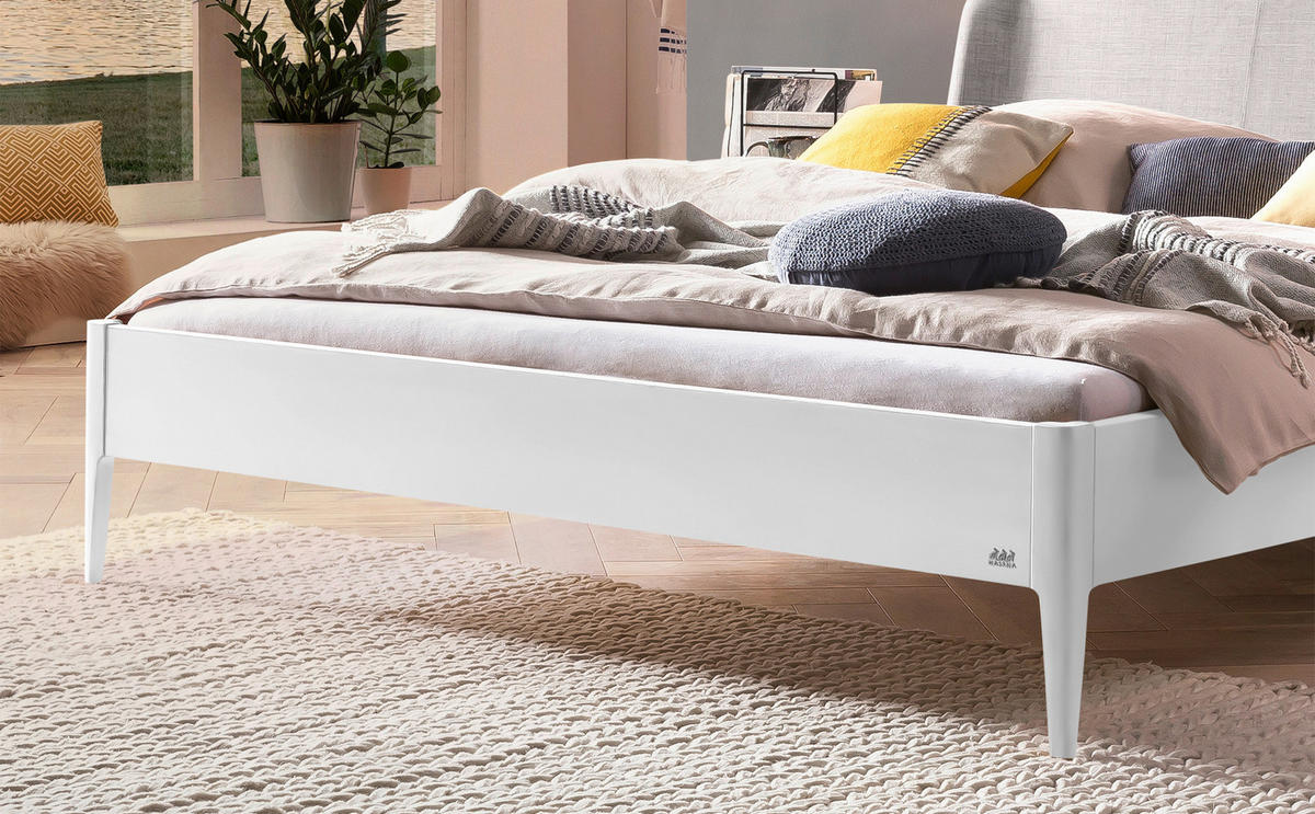BETT 140/200 cm  in Weiß, Hellgrau  - Hellgrau/Weiß, Design, Textil (140/200cm) - Hasena