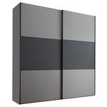 SCHWEBETÜRENSCHRANK  in Anthrazit, Hellgrau  - Anthrazit/Hellgrau, Holzwerkstoff/Metall (225/222/68cm) - Moderano