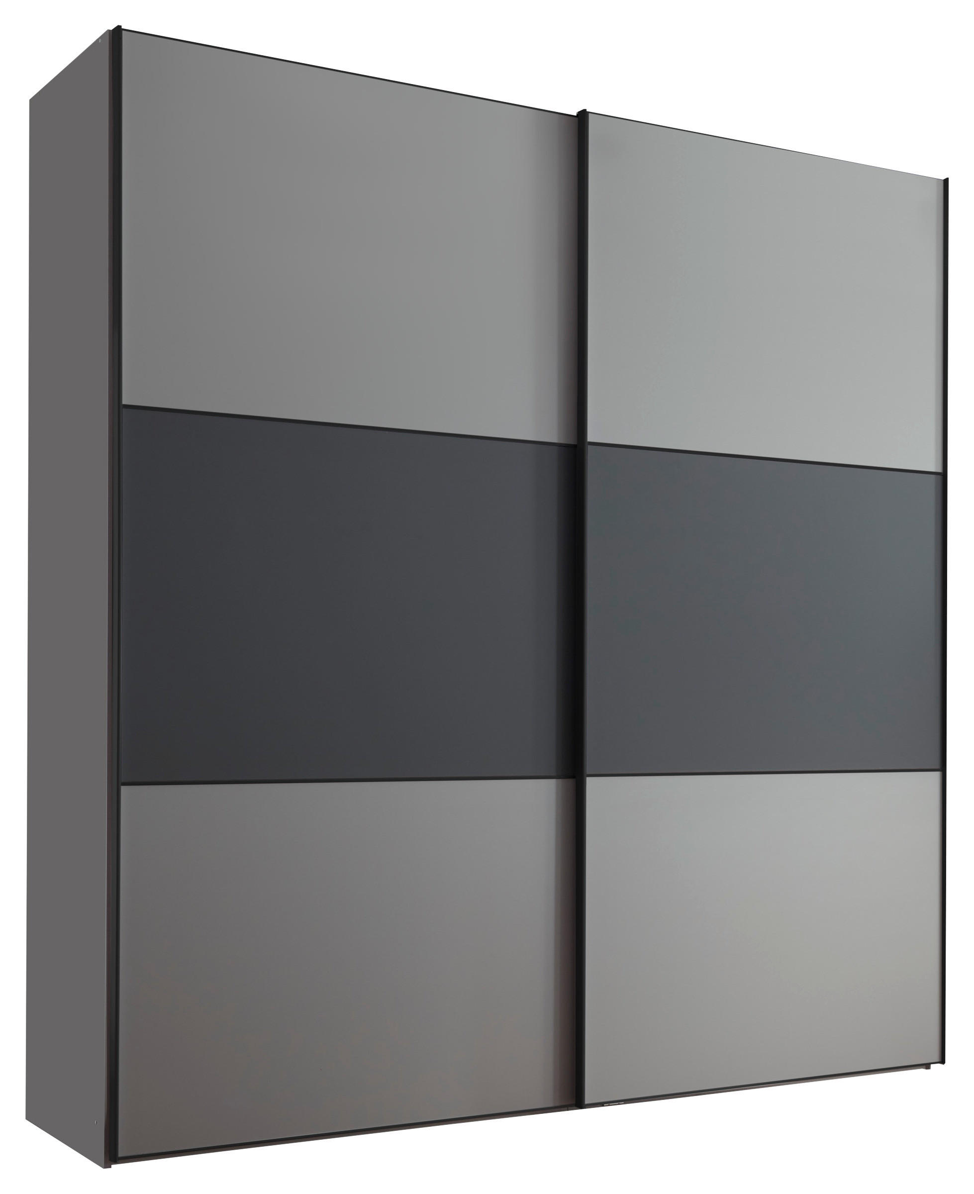 Moderano Schwebetürenschrank Anthrazit, Hellgrau 225x222x68 cm