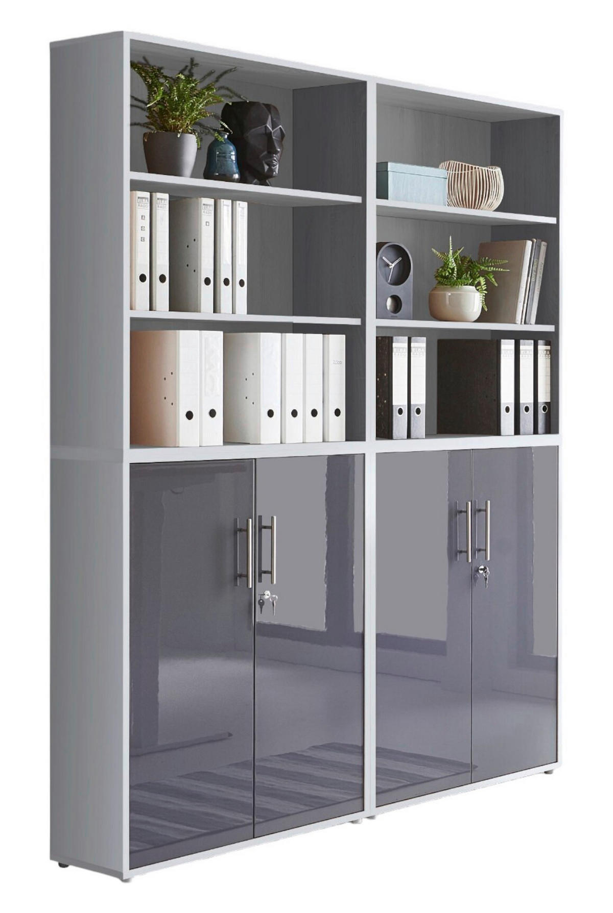 AKTENSCHRANK 168,8/227,2/33 cm  - Anthrazit Hochglanz/Grau, MODERN, Holzwerkstoff (168,8/227,2/33cm) - MID.YOU