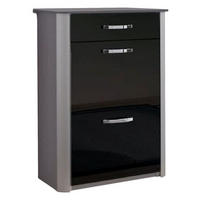 SCHUHSCHRANK Schwarz, Silberfarben, Alufarben  - Chromfarben/Silberfarben, Basics, Glas/Holzwerkstoff (71/97/35cm) - Moderano