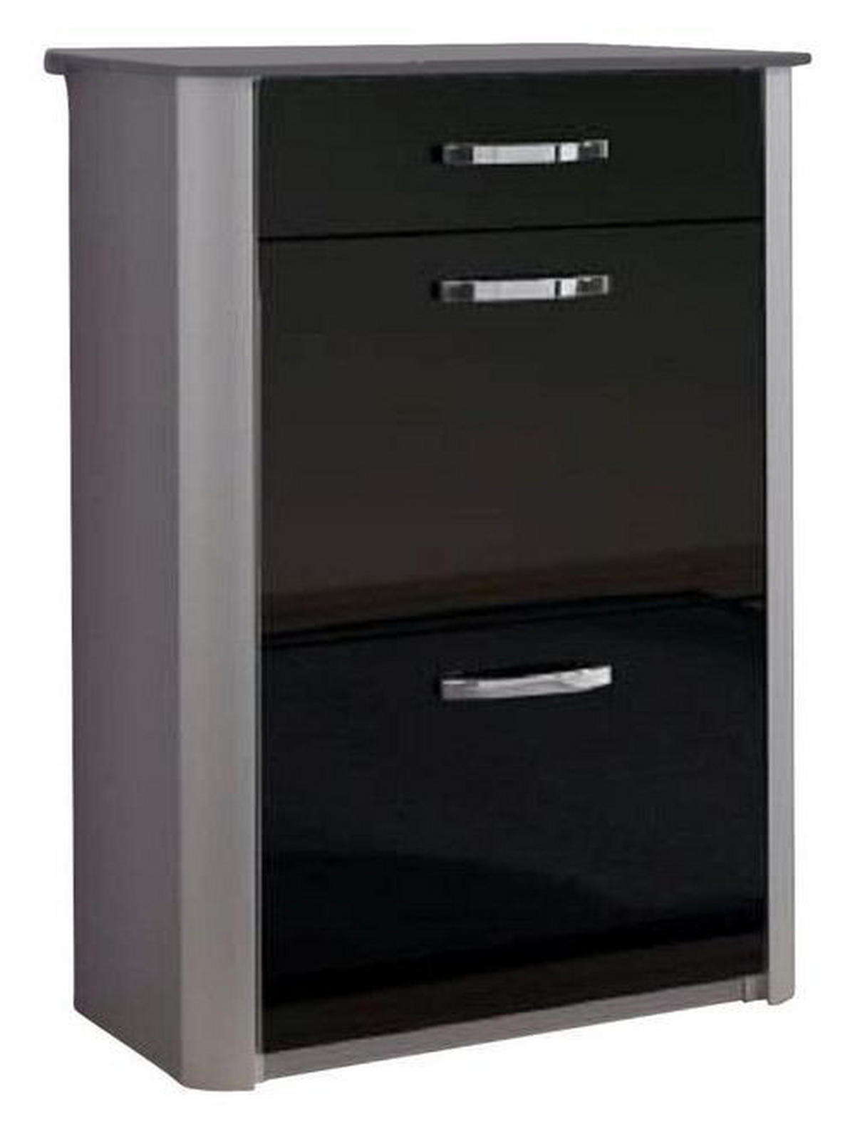 SCHUHSCHRANK Schwarz, Silberfarben, Alufarben  - Chromfarben/Silberfarben, Basics, Glas/Holzwerkstoff (71/97/35cm) - Moderano