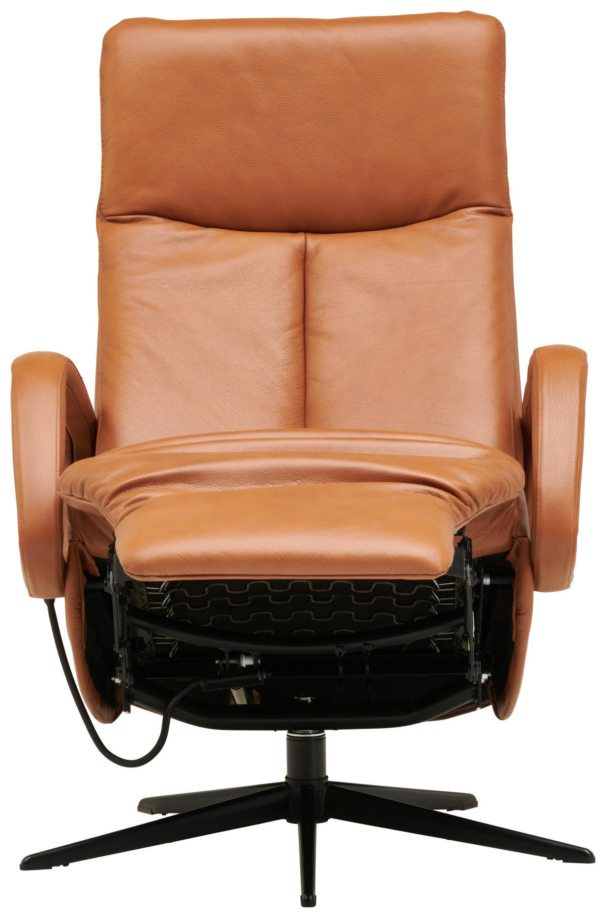 RELAXSESSEL in Leder Cognac  - Cognac/Schwarz, Design, Leder/Metall (68/106/88cm) - Welnova