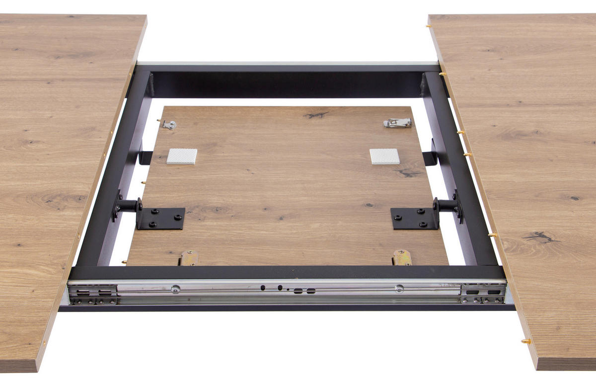 ESSTISCH 140/180/90/76 cm Nachbildung  Metall, Holzwerkstoff ausziehbar rechteckig Schwarz, Eiche Artisan  - Schwarz/Eiche Artisan, MODERN, Holzwerkstoff/Metall (140/180/90/76cm) - Livetastic