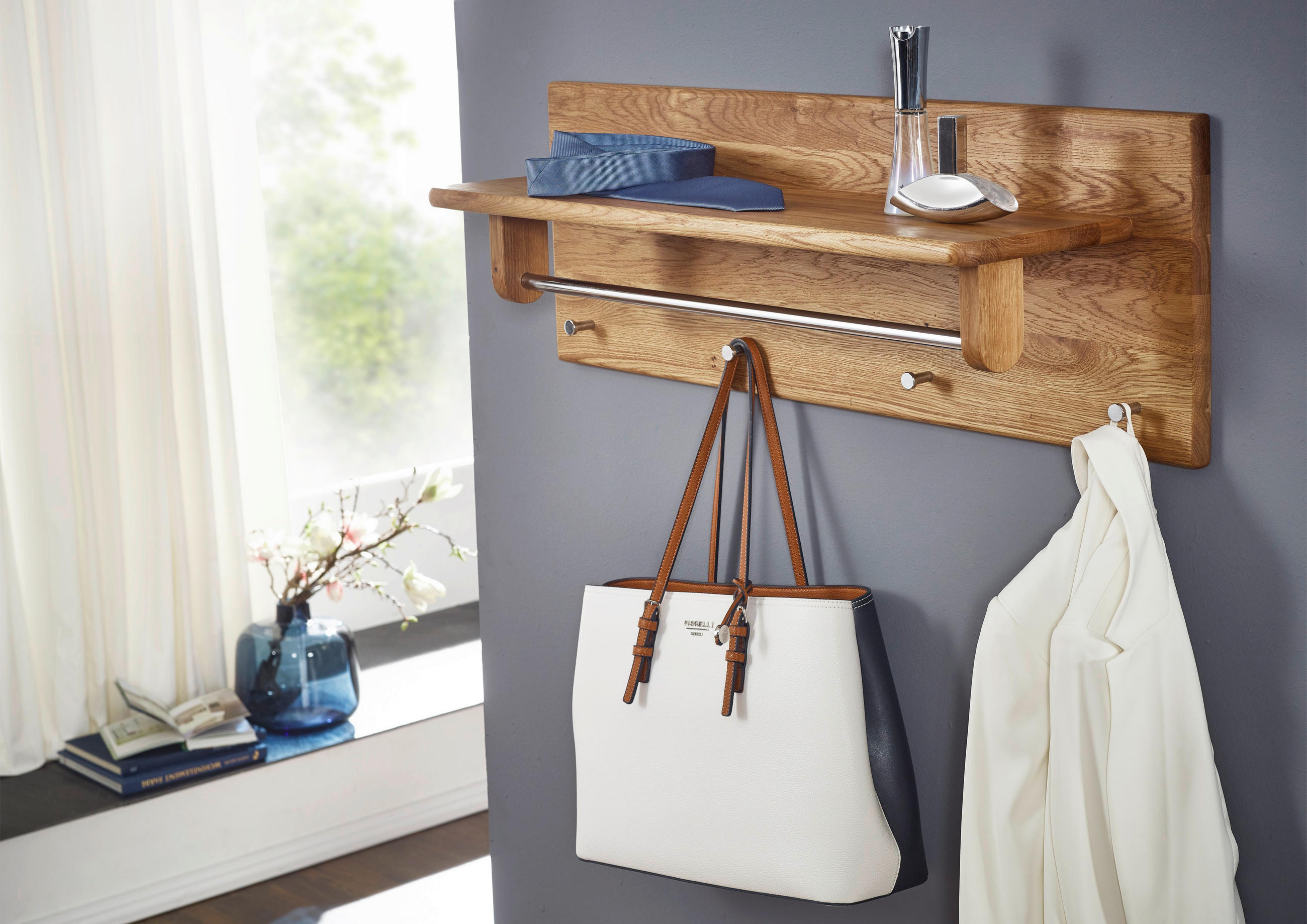 WANDGARDEROBE - Wildeiche, Design, Holz (81/30/24cm)