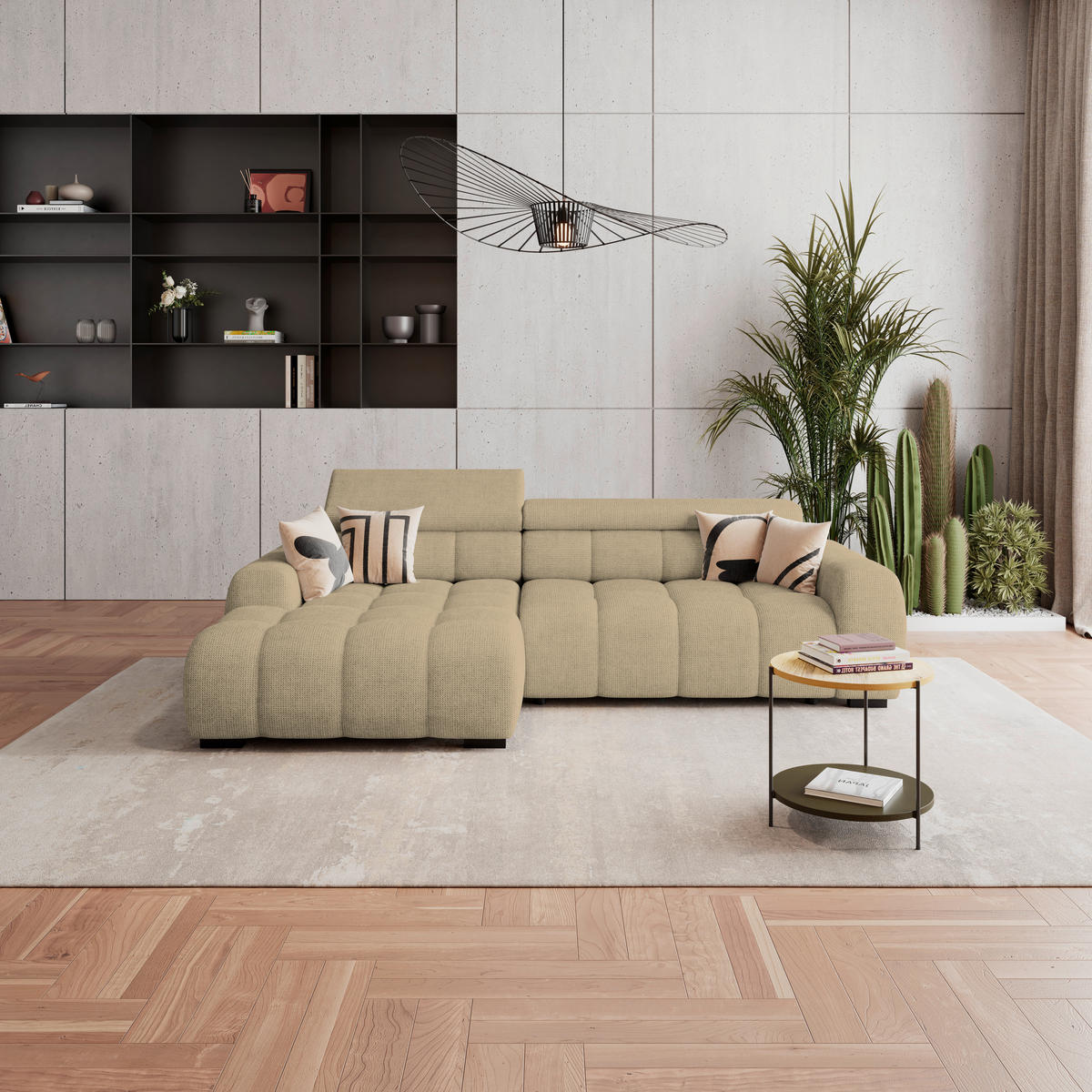 ECKSOFA Webstoff Taupe  - Taupe/Schwarz, Trend, Kunststoff/Textil (168/285cm) - Livetastic