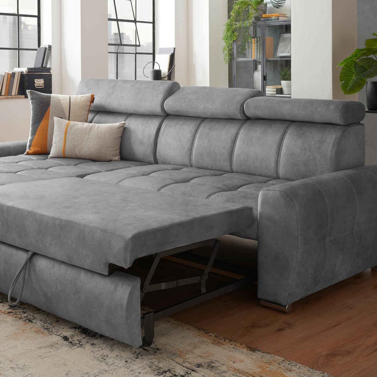 ROHOVÁ SEDAČKA, textil, šedá - šedá/bílá, Design, textil/plast (276/173cm) - Stylife
