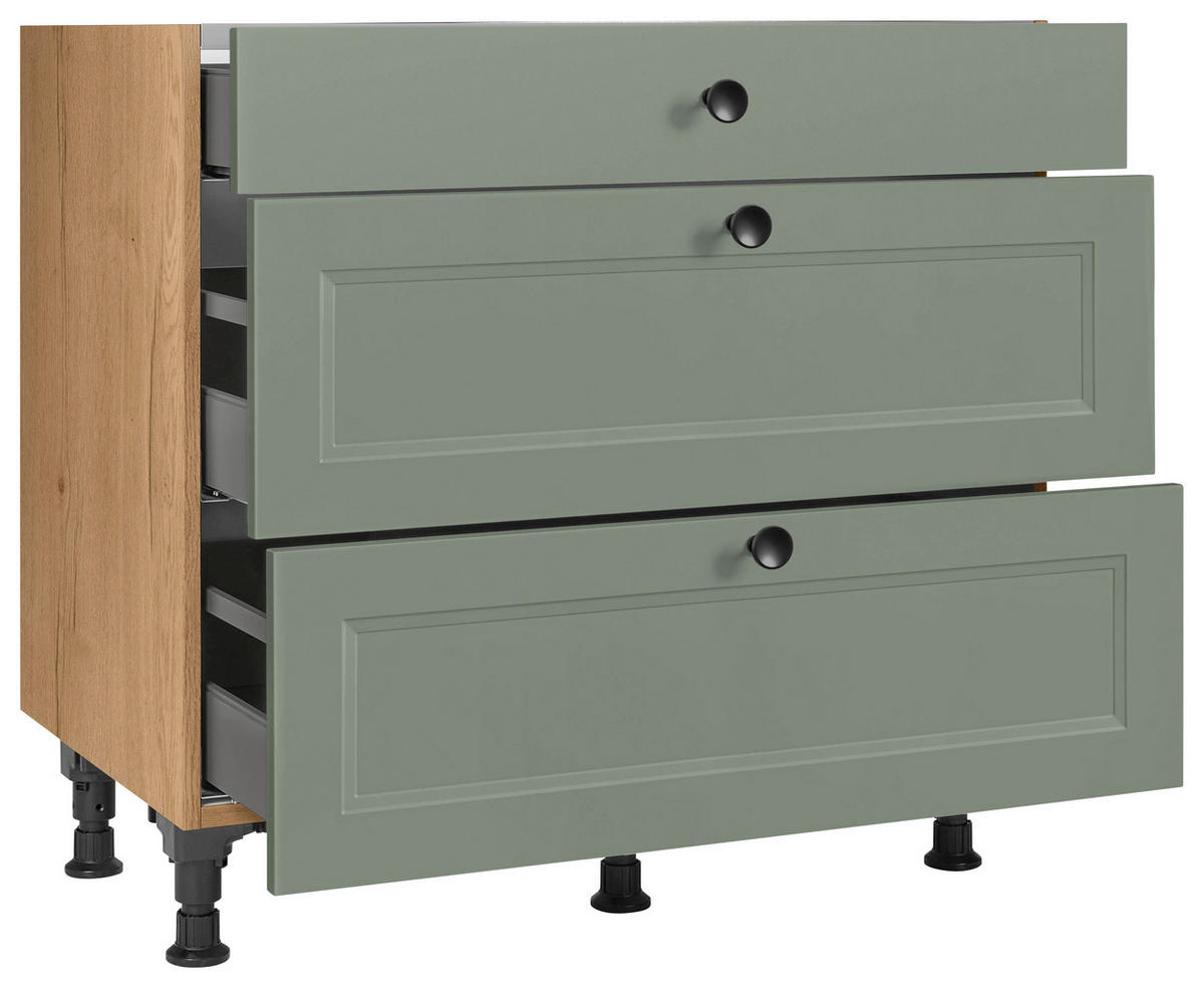KOCHFELDUMBAUSCHRANK 90/87/56 cm  in Grün, Eichefarben  - Eichefarben/Schwarz, MODERN, Holzwerkstoff/Metall (90/87/56cm) - Nobilia