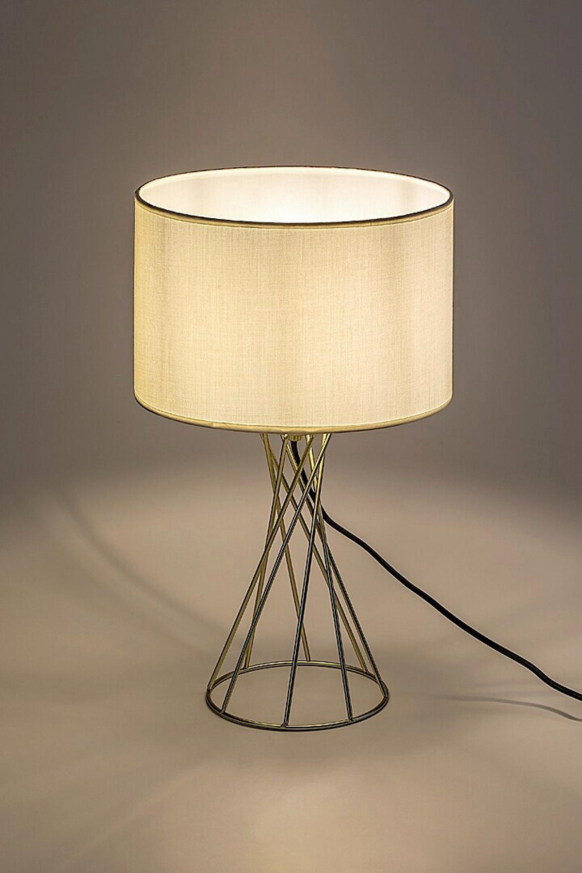 SVJETILJKA STOLNA NIVRA  - bijela/zlatne boje, Basics, tekstil/metal (30/50cm)