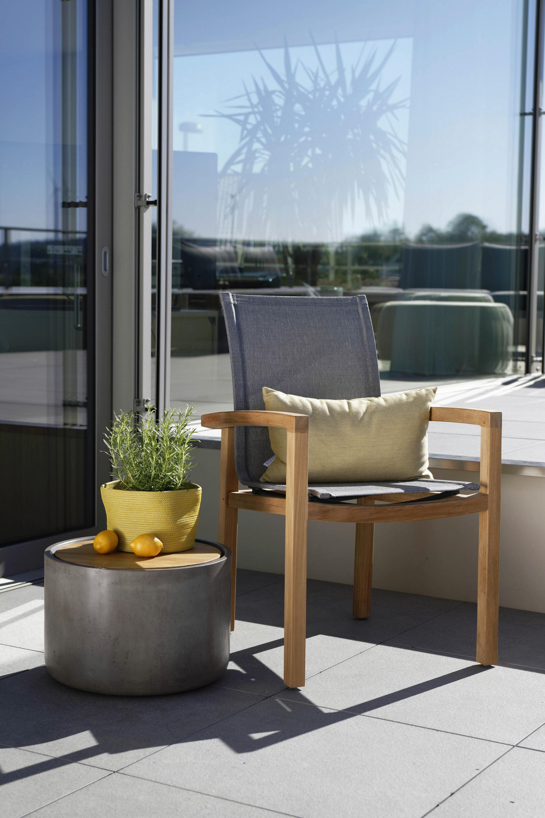 GARTENSESSEL Teakholz Grau, Teakfarben  - Grau/Teakfarben, Natur, Holz/Textil (59/93/65cm) - Stern