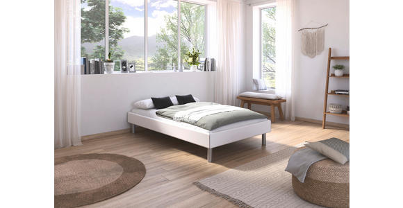 BETT 120/200 cm in Weiß - Alufarben/Weiß, Design, Holzwerkstoff/Metall (120/200cm) - Carryhome