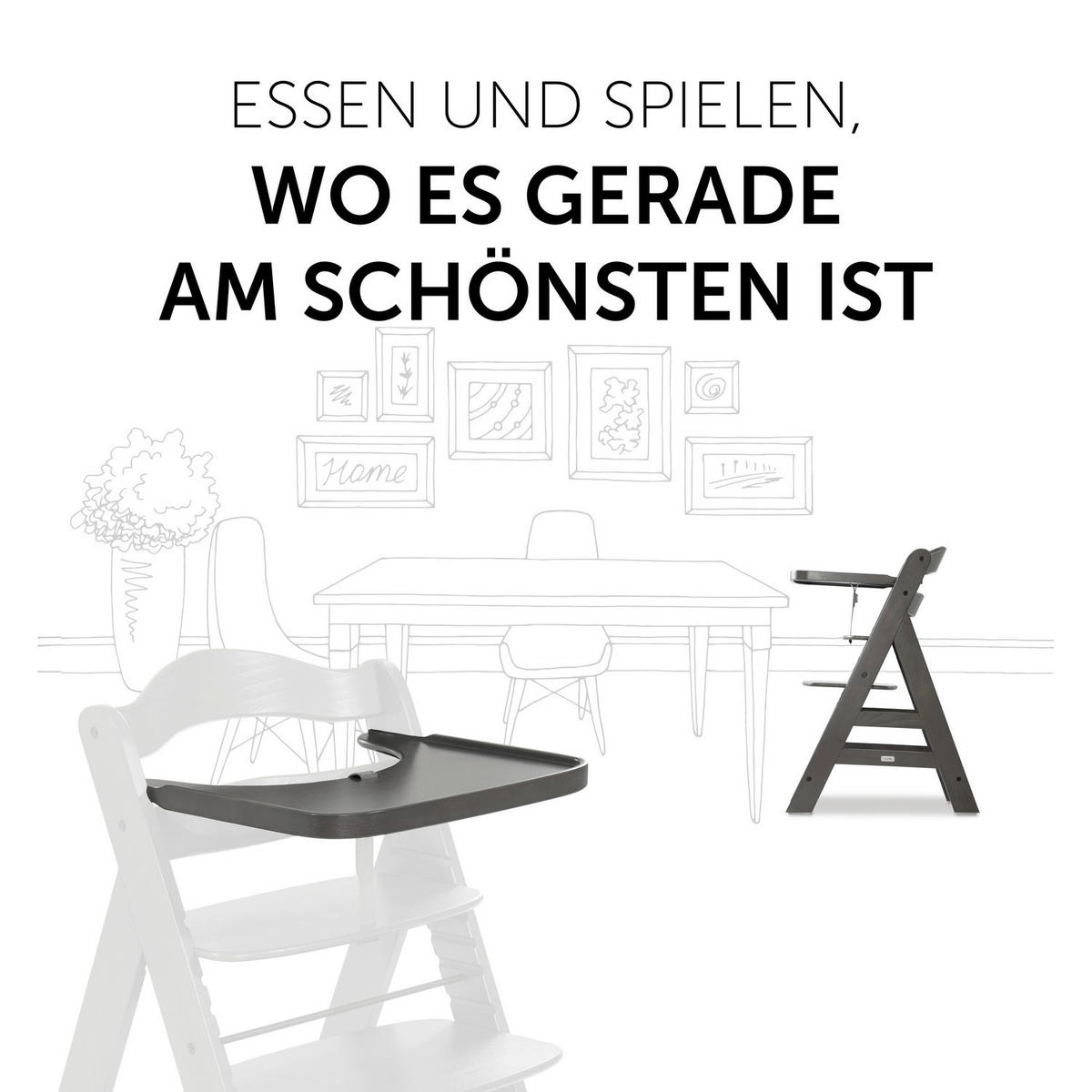 ESS- UND SPIELBRETT ALPHA WOODEN TRAY  - Dunkelbraun, Basics, Holz (38,5/46/3cm) - Hauck