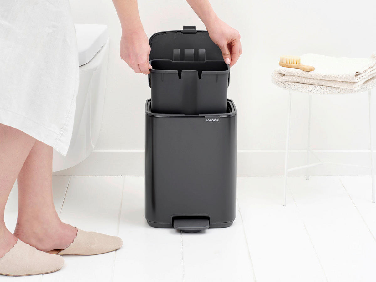 KOŠ S NOŽNOM PAPUČICOM  7 l  Bo  - crna/antracit, Basics, metal/plastika (24,2/31/24,2cm) - Brabantia