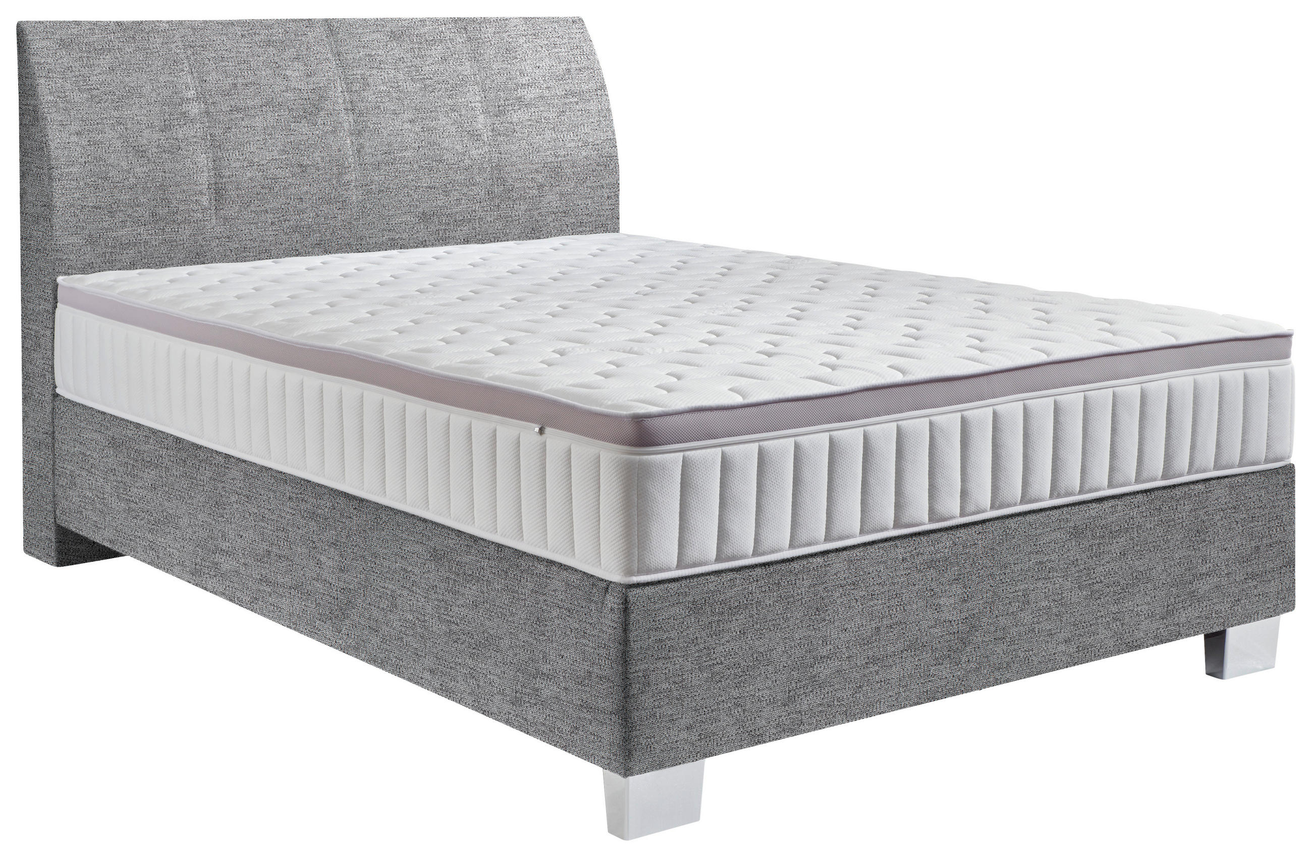 BOXSPRINGBETT 100/200 cm  in Grau  - Chromfarben/Grau, KONVENTIONELL, Kunststoff/Textil (100/200cm) - Hom`in