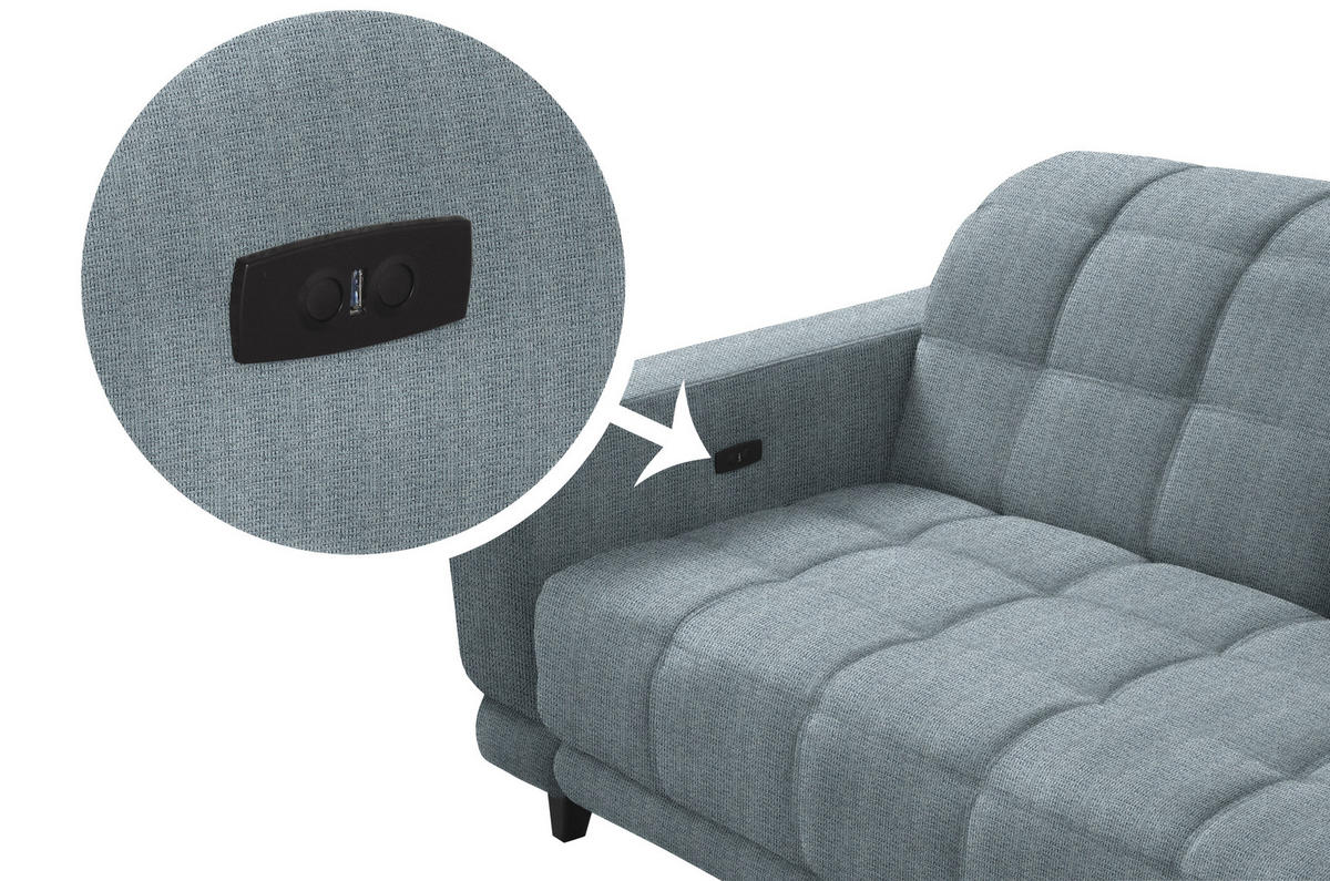 ECKSOFA in Webstoff Hellblau  - Schwarz/Hellblau, Design, Holz/Textil (302/216cm) - Xora