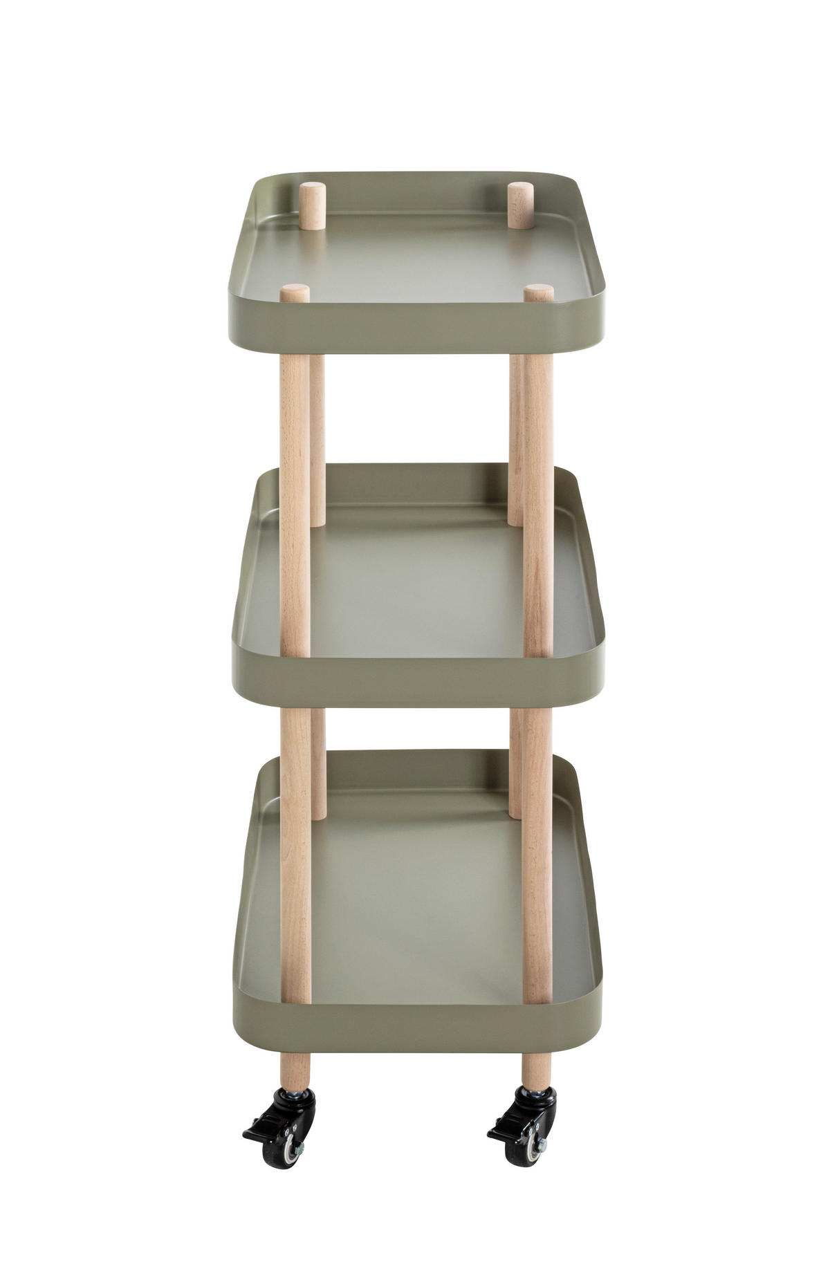 SERVIERWAGEN Buche massiv Grün, Naturfarben, Buchefarben  - Buchefarben/Naturfarben, MODERN, Holz/Metall (50/30/76cm)