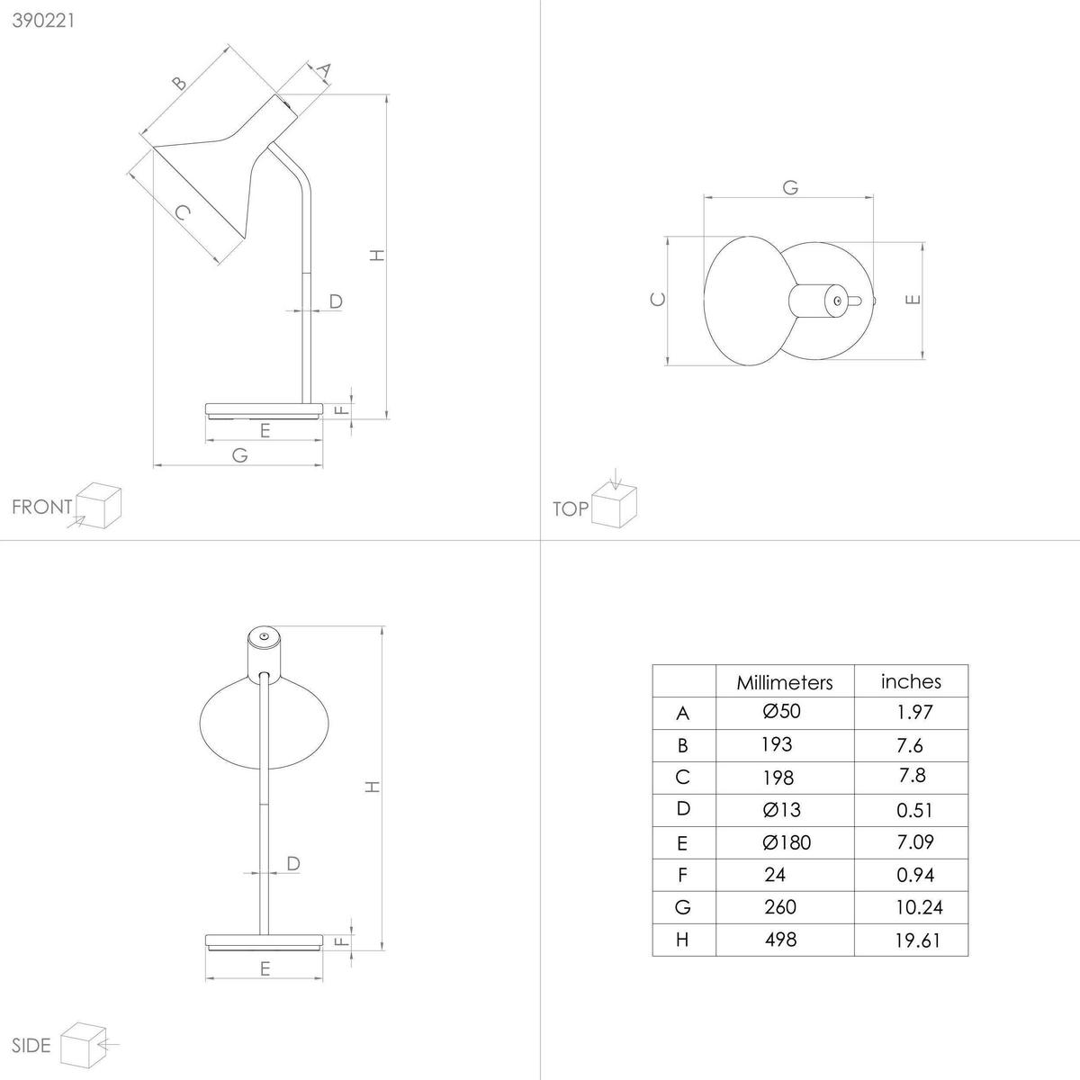 TISCHLEUCHTE 26/20/49,5 cm   - Schwarz, Design, Metall (26/20/49,5cm) - Eglo