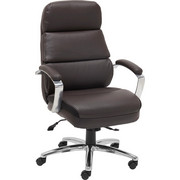 CHEFSESSEL in Lederlook, Netz Braun - Braun, KONVENTIONELL, Textil/Metall (75/107-117/75cm)
