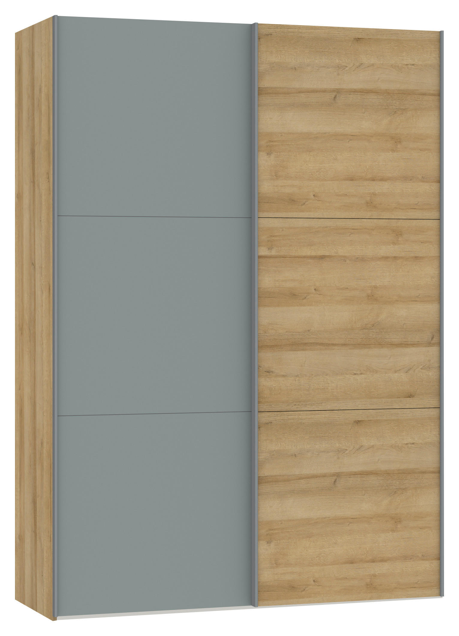 SCHWEBETÜRENSCHRANK 153/220/65 cm 2-türig Eichefarben, Salbeigrün  - Eichefarben/Salbeigrün, Design, Holzwerkstoff/Metall (153/220/65cm) - Jutzler