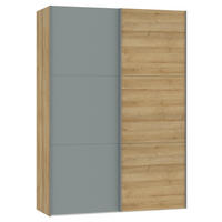 SCHWEBETÜRENSCHRANK  in Eichefarben, Salbeigrün  - Eichefarben/Salbeigrün, Design, Holzwerkstoff/Metall (153/220/65cm) - Jutzler