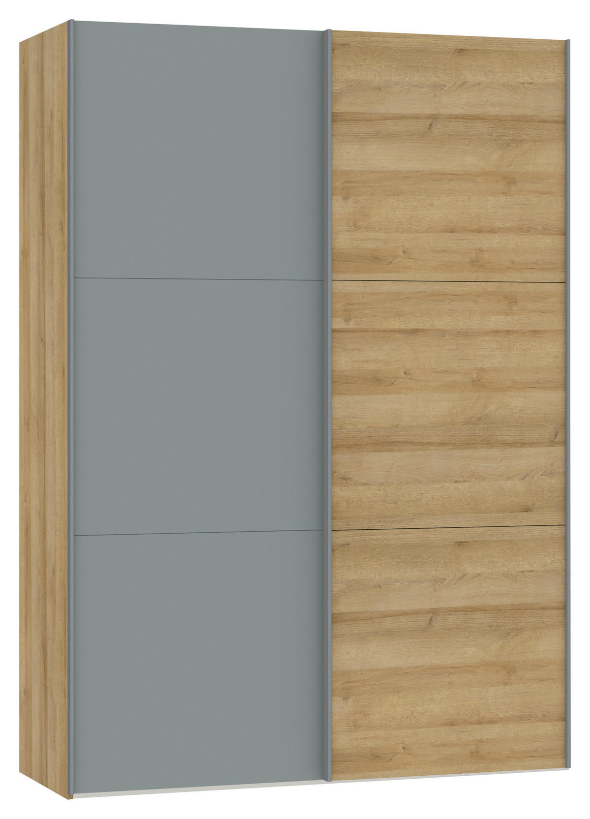 SCHWEBETÜRENSCHRANK  in Eichefarben, Salbeigrün  - Eichefarben/Salbeigrün, Design, Holzwerkstoff/Metall (153/220/65cm) - Jutzler