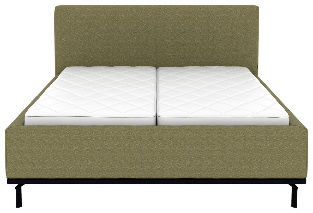 POLSTERBETT Matratze, Lattenrost, Bettkasten 180/200 cm  in Olivgrün  - Graphitfarben/Weiß, Design, Holz/Textil (180/200cm) - Musterring