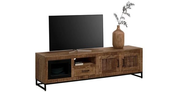LOWBOARD in 175/50/40 cm - Hellbraun/Schwarz, Design, Glas/Holz (175/50/40cm) - Carryhome