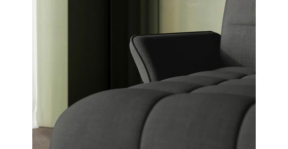 ECKSOFA Anthrazit Flachgewebe Rücken echt, Kopfteilverstellung, Sitztiefenverstellung  - Anthrazit/Schwarz, KONVENTIONELL, Textil/Metall (175/272cm) - Carryhome