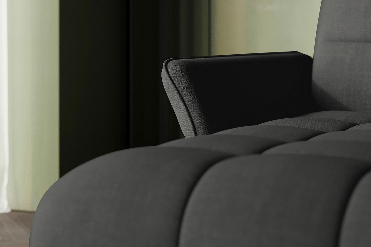 ECKSOFA  in Flachgewebe Anthrazit Rücken echt, Kopfteilverstellung, Sitztiefenverstellung  175/272 cm  - Anthrazit/Schwarz, KONVENTIONELL, Textil/Metall (175/272cm) - Carryhome
