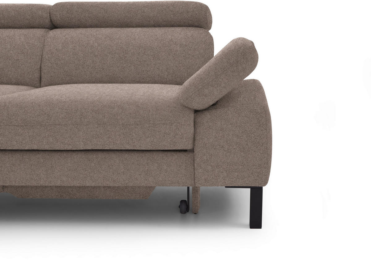 ECKSOFA in Flachgewebe Taupe  - Taupe/Schwarz, Design, Holzwerkstoff/Textil (217/272cm) - Pure Home Comfort